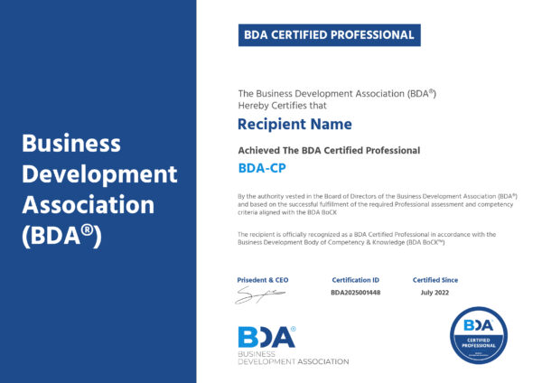 BDA CP Certification BDA Certified Professional